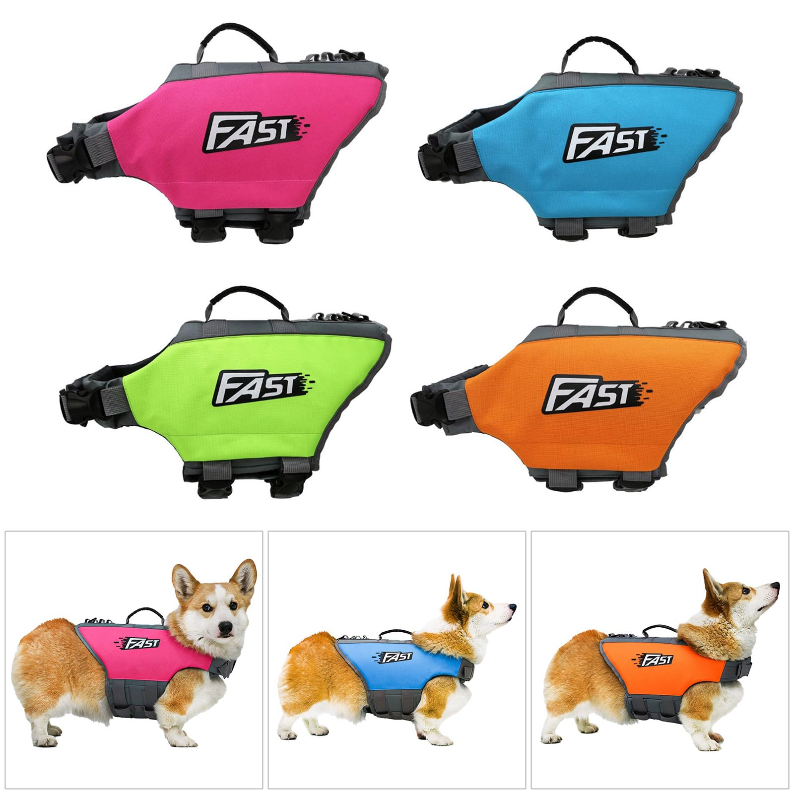 Chaleco de flotación para perros para natación, cinturón ajustable, alta visibilidad, para perros pequeños, medianos, actividades al aire libre, vida reflectante para nadar