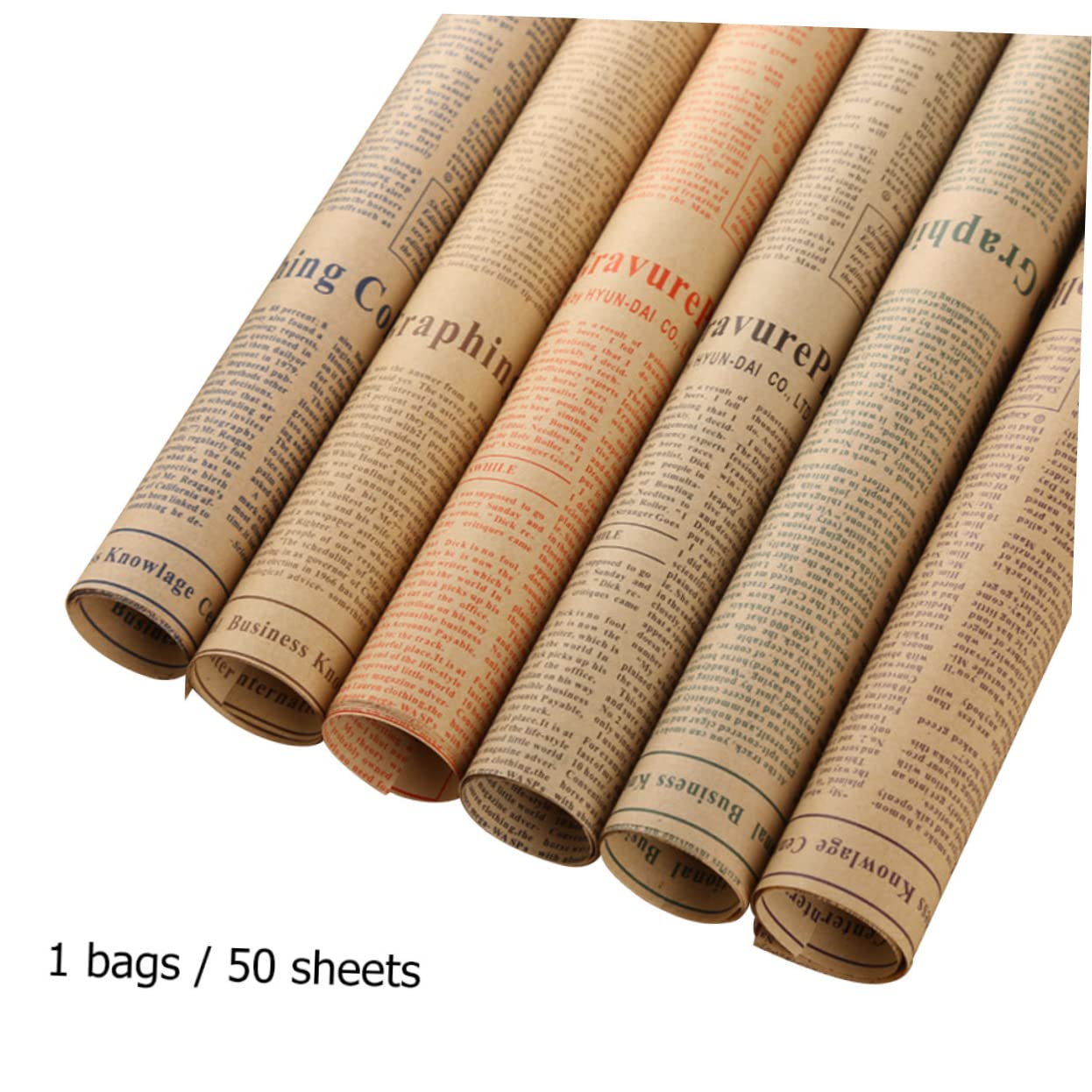 GLEAVI 50blätter Kraftpapier Geschenkpapier Retro-papier für Blumensträuße und Diy-projekte Vintage-papierverpackungen Reißfestes Papier für Geburtstage Hochzeiten und Zufälliger Stil
