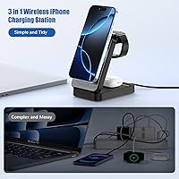 Vista 6 de 3 in 1 Wireless Charger Station for Multiple Apple Devices, Foldable Magnetic MagSafe Charging Stand, Portable Fast Travel Charger for iPhone