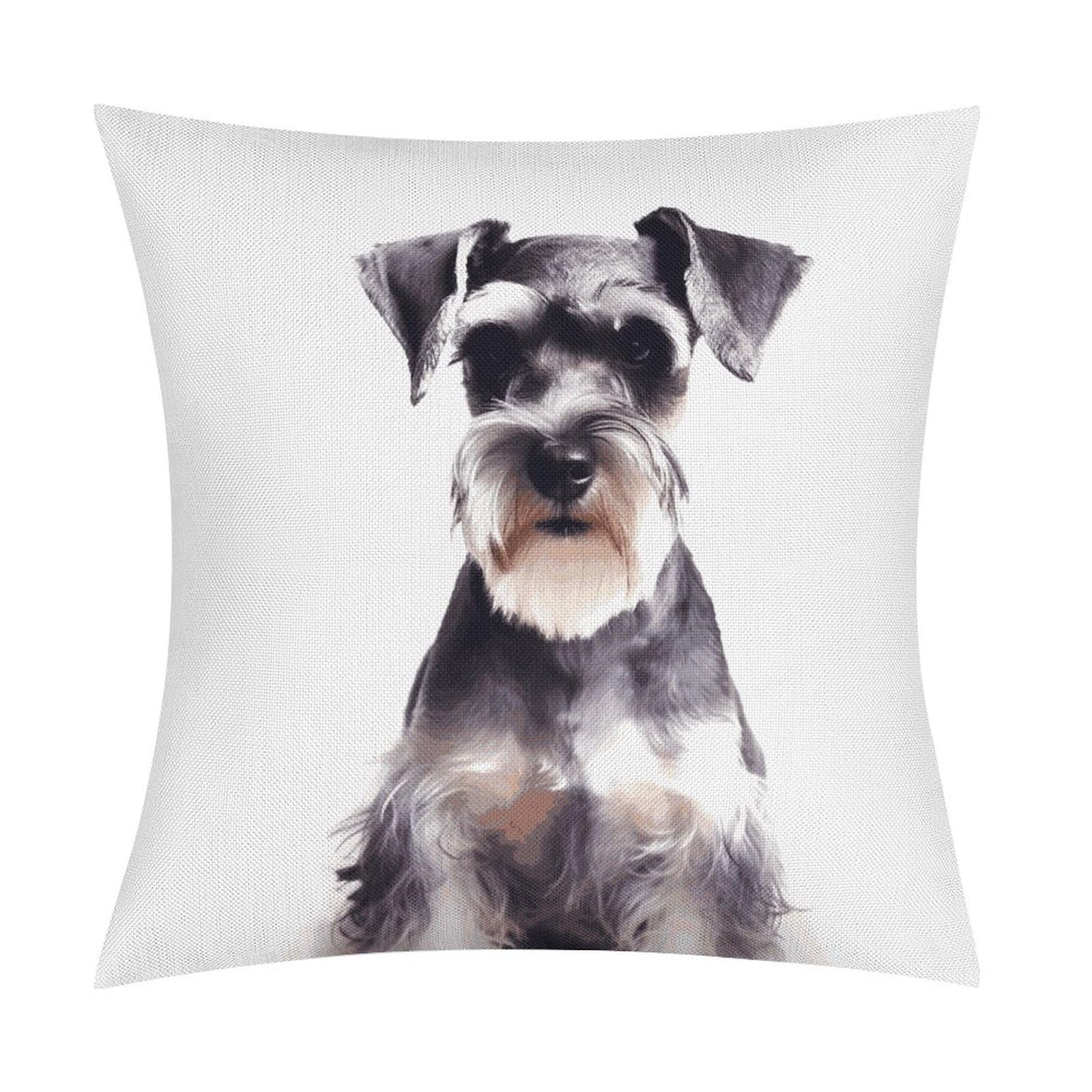 JTREHY Well-Behaved Schnauzer Throw Pillow Covers Farmhouse Pillow Cover Standard Pillow Shams Decorative Square Pillowcases Soft Pillow Cases Wrinkle Fade Resistant for Couch Home 18x18 Inch
