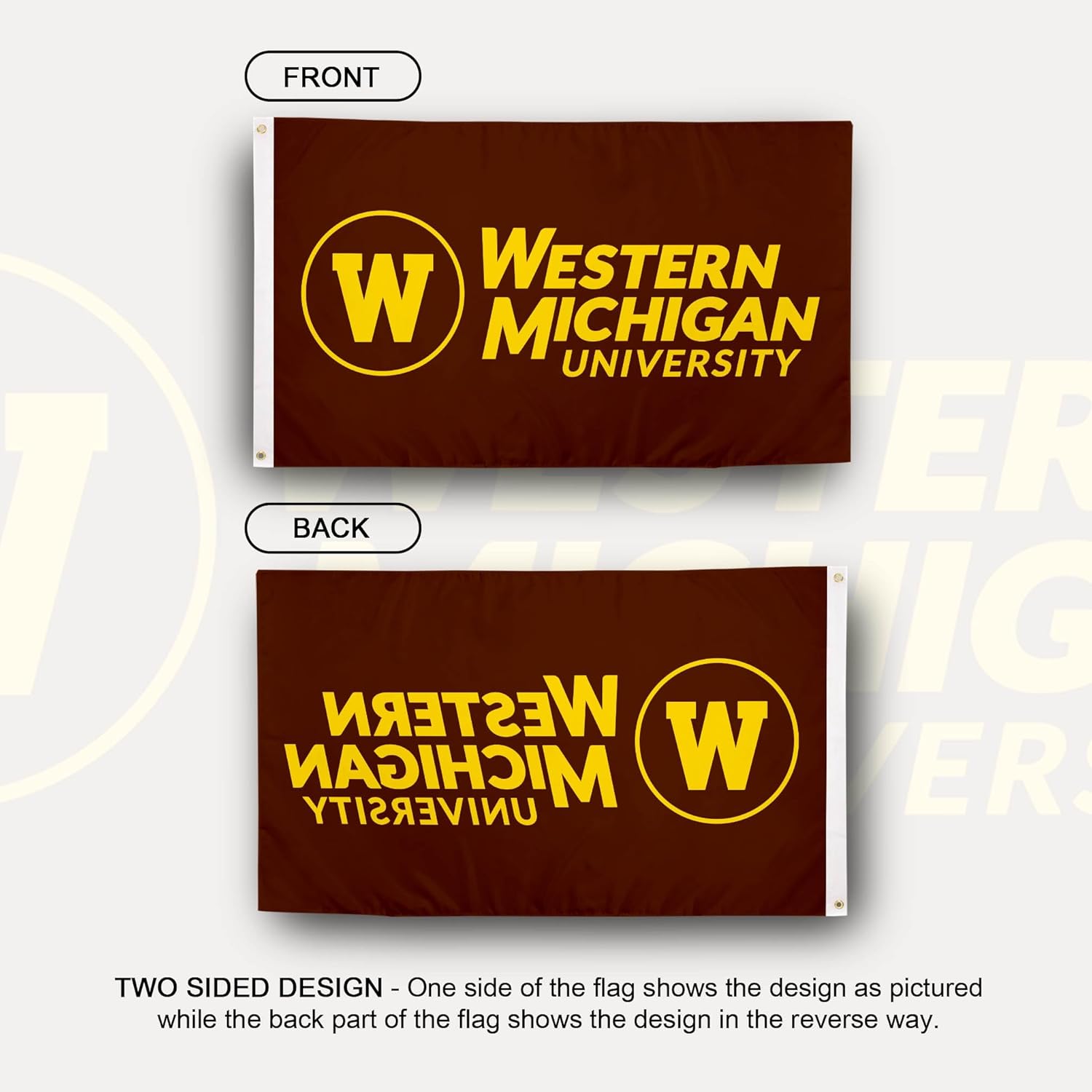 Desert Cactus Western Michigan University Flag Broncos WMU Banners 100% Polyester Indoor Outdoor 3x5 feet Flags (Design 1)