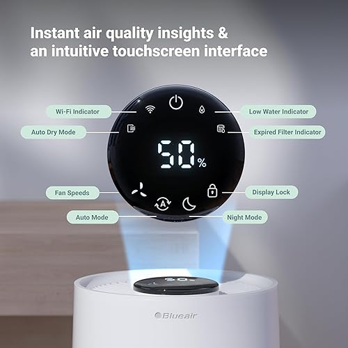 Miniatura 8 de BLUEAIR Humidificador inteligente prémium para habitaciones grandes, dormitorios, mejor sueño con tecnología de niebla invisible evaporativa,
