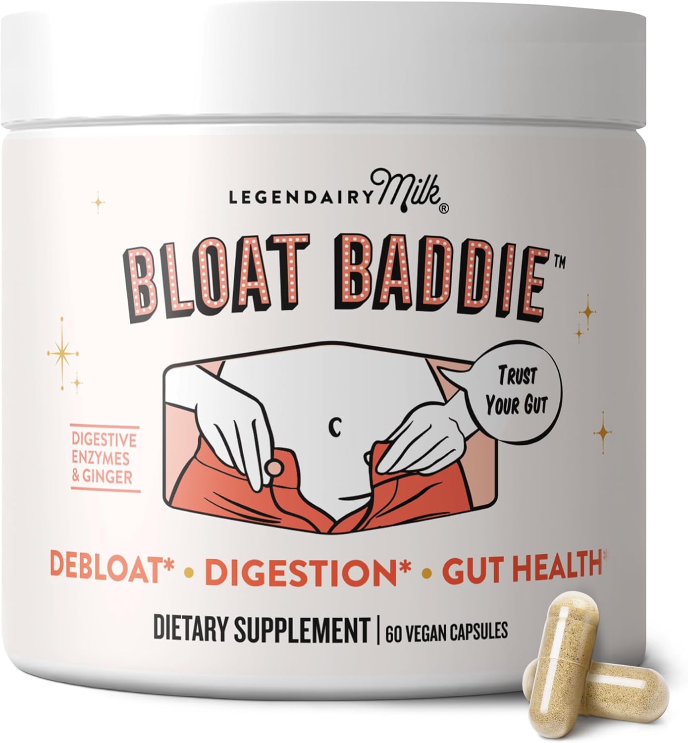 Legendairy Milk Bloat Baddie – Digestive Enzymes for Women – Probiotics for Digestive Health with Ginger & Fennel – Effective Bloating Relief for Women, 1-Month Supply
