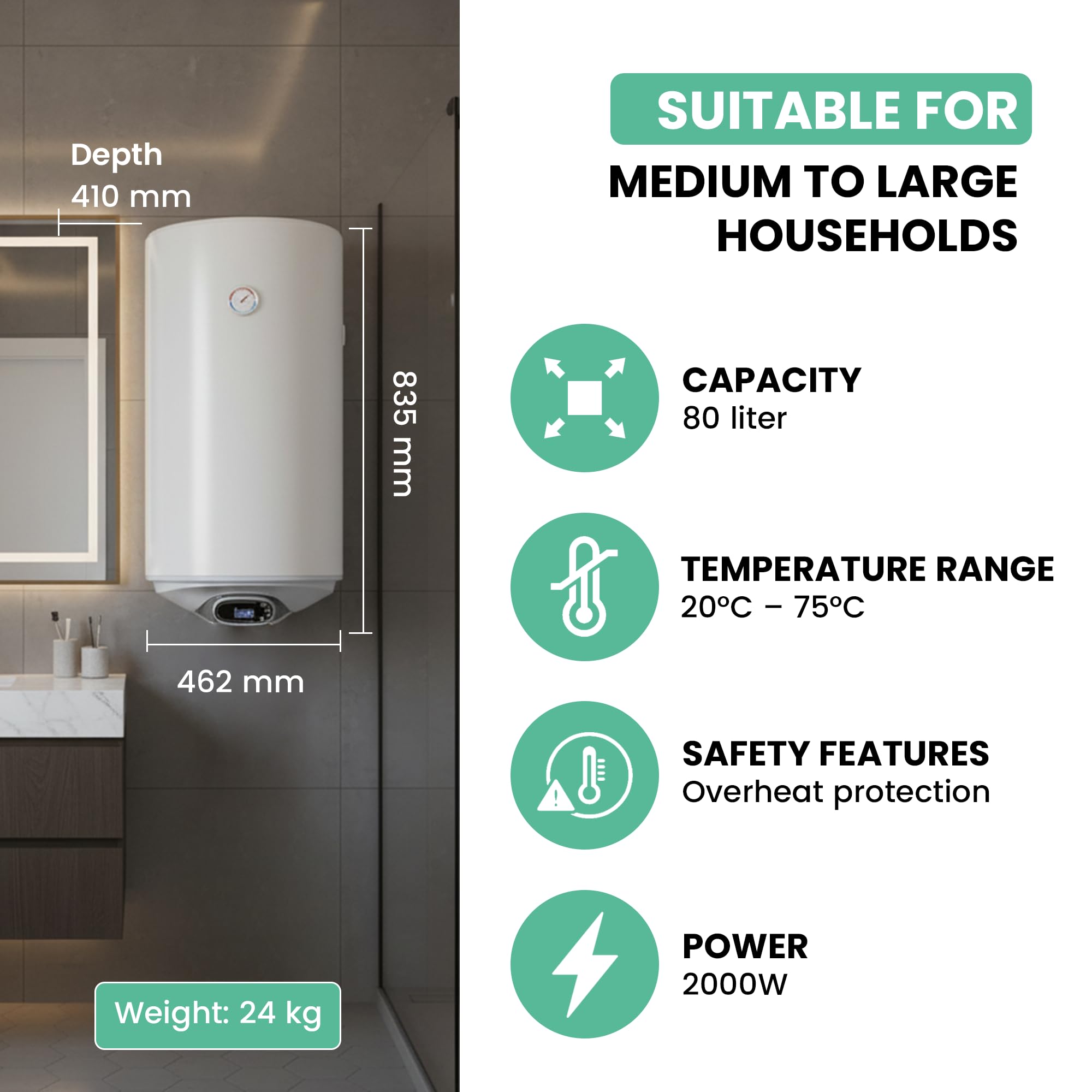 ELDOM FAVOURITE 80 litri serbatoio acqua calda 2 kW Electronic Control Wi-Fi
