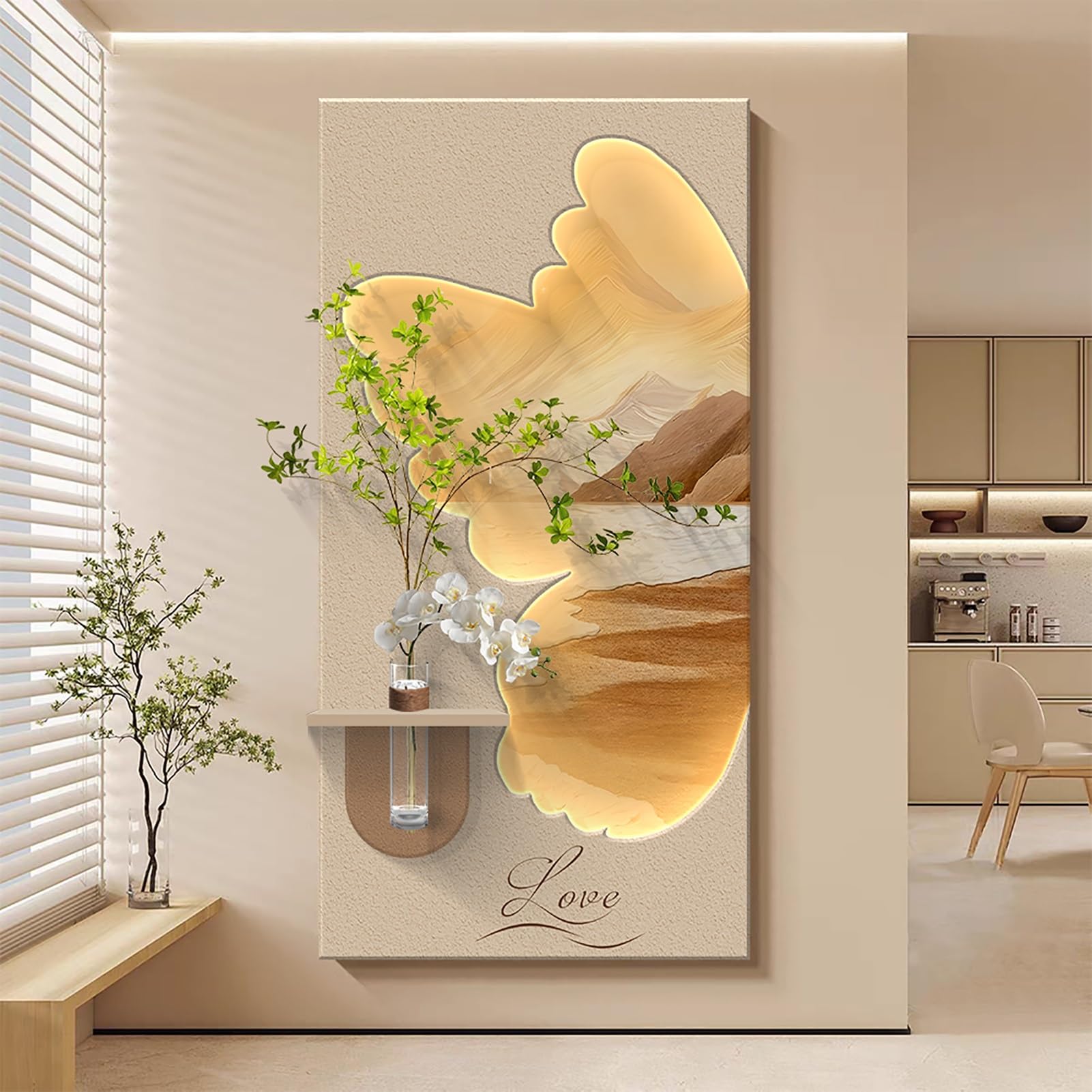 Décoration murale 3D lumineuse pour habiller un grand mur blanc de couloir