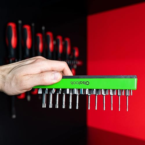 Miniatura 6 de Olsa Tools Organizador de brocas hexagonales con base magnética, soporte verde para taladro, manipulación y brocas especiales, solución de