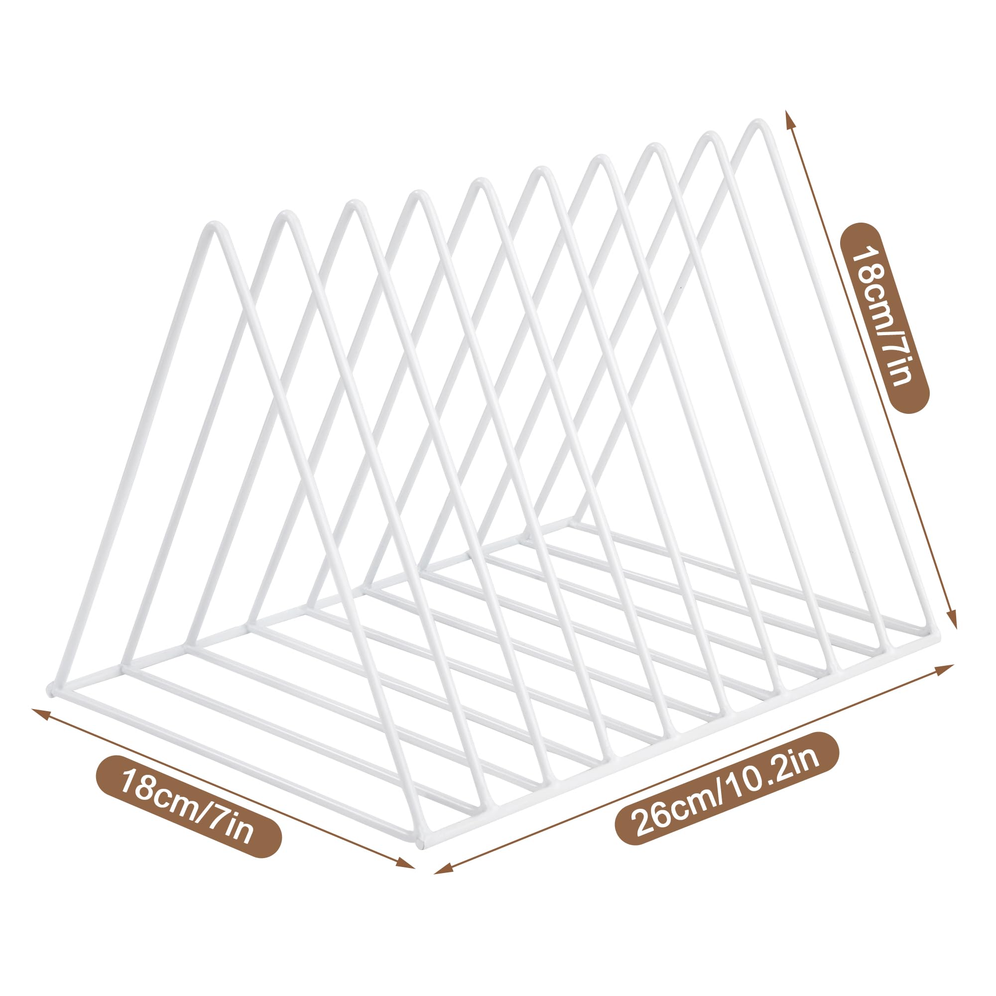 Portariviste Metallo, Porta Giornali, Scrivania Scaffale per Libri Triangolo File Organizer Supporto Rack Decor per Scaffali, Ufficio, Scuola, Biblioteca, Casa, Scuola (Bianco)