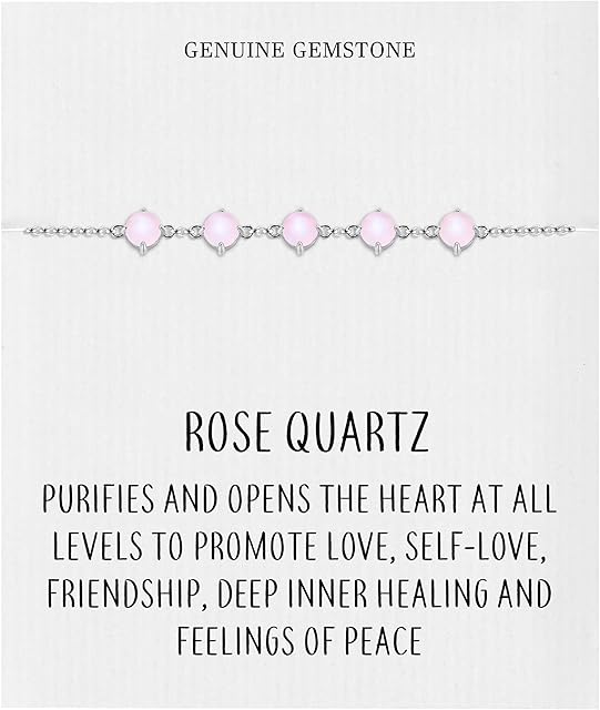 Philip Jones Rose Quartz Gemstone Bracelet with Quote Card