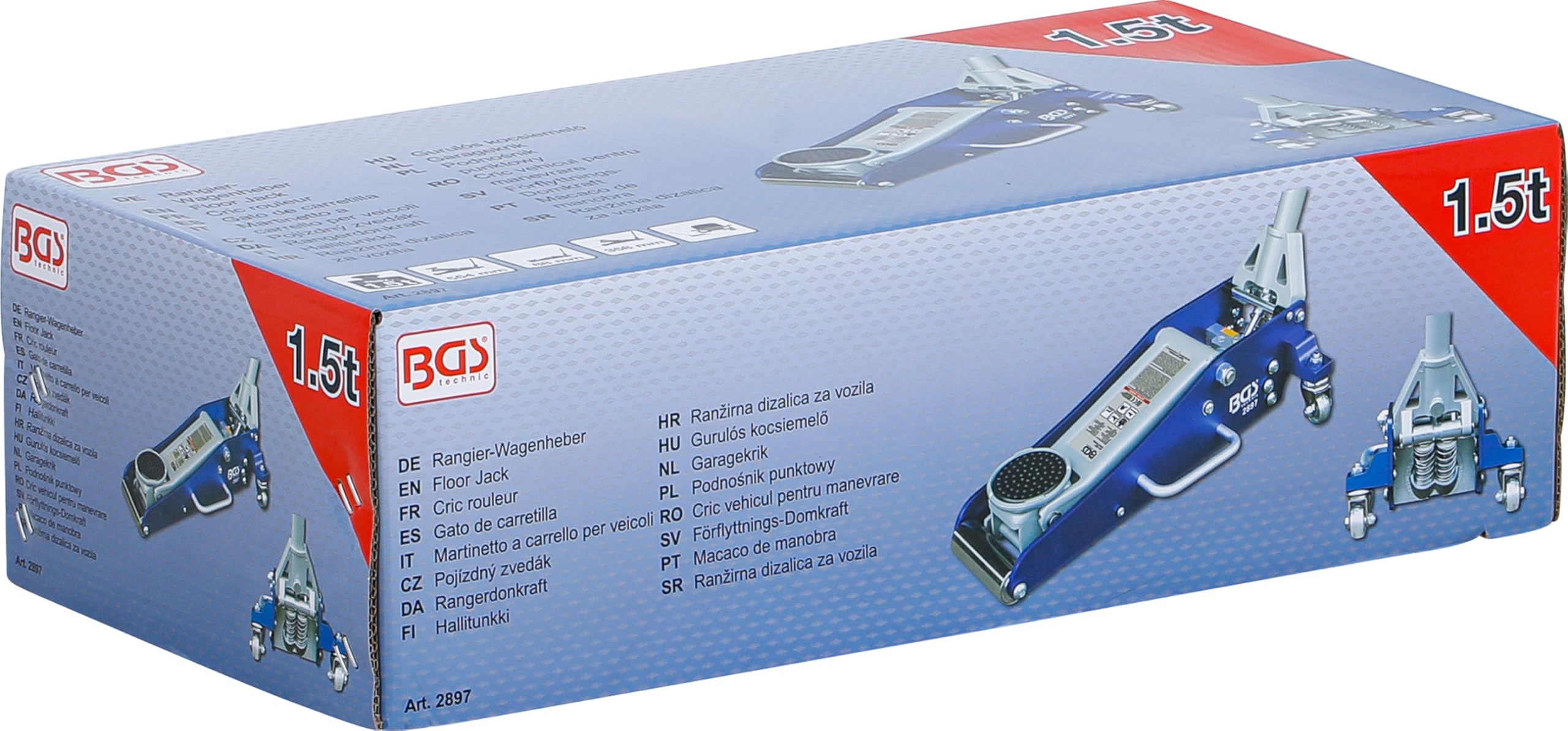 BGS Martinetto a carrello idraulico 1,5 t struttura alluminio-acciaio