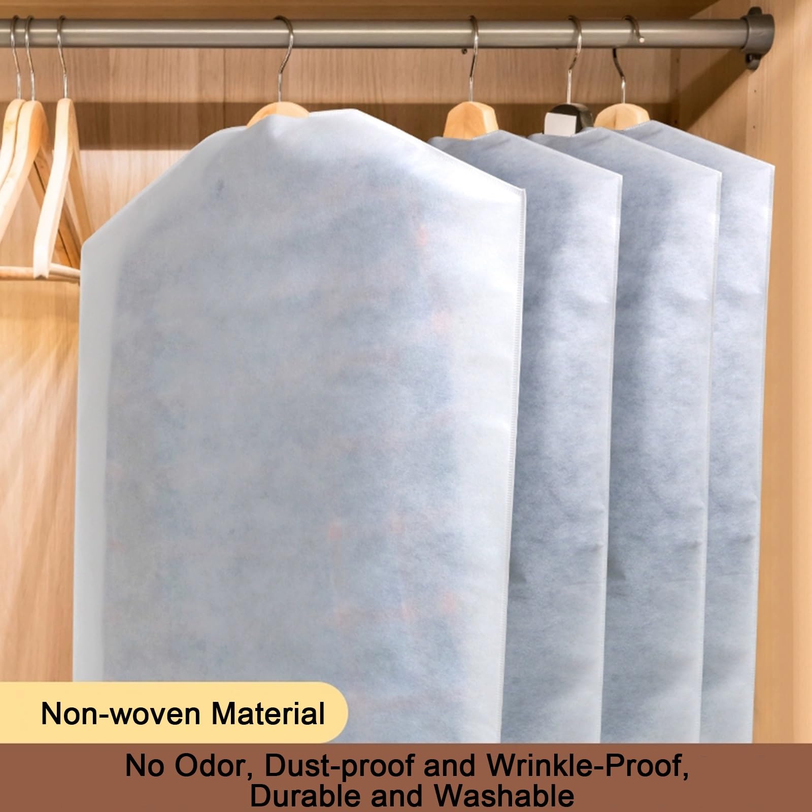 Kleiderschutzhüllen zum Schutz vor Staub, Kleiderschutzhülle aus Vliesstoff zum Aufhängen von Kleidung, geeignet für Mäntel, Jacken, Hemden (30er-Pack) (60 x 80 cm x 31 Zoll)
