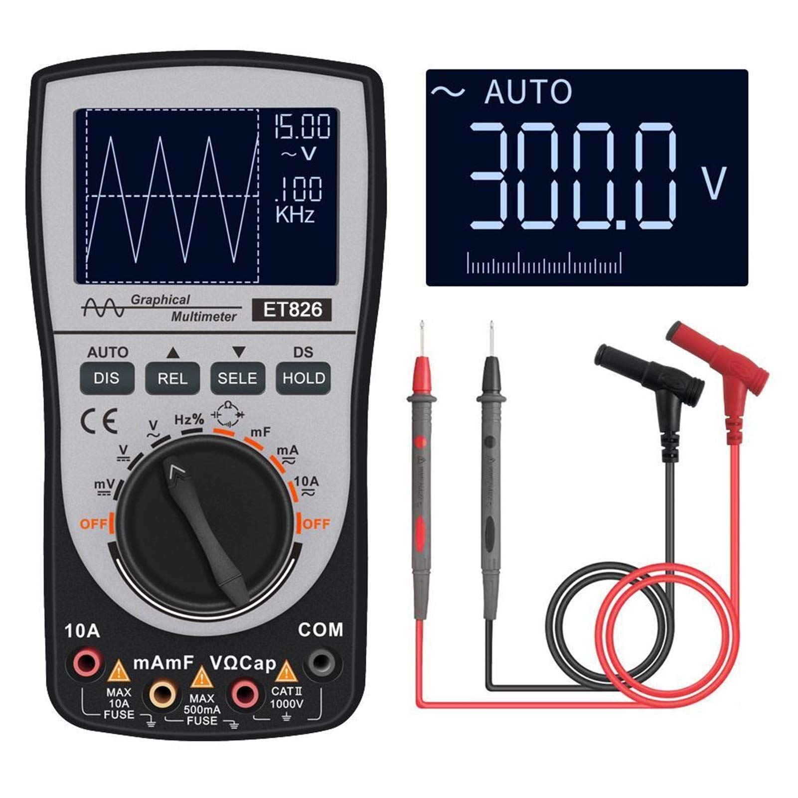 Digital Multimeter, Mustool Upgraded Digital Oscilloscope Multimeter 2 In 1 Intelligent Analog Bar Graph 200k High-speed A/d Sampling
