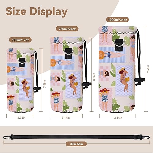 Miniatura 2 de AUPET botella de agua con aislamiento, botella de agua de neopreno aislado, bolsa para transportar, 500mililitros, correa para el hombro ajustable,