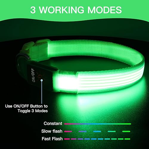 Miniatura 4 de YFbrite Collar de perro iluminado, collar de perro LED recargable, collar de perro intermitente, collar reflectante ajustable para perro que brilla