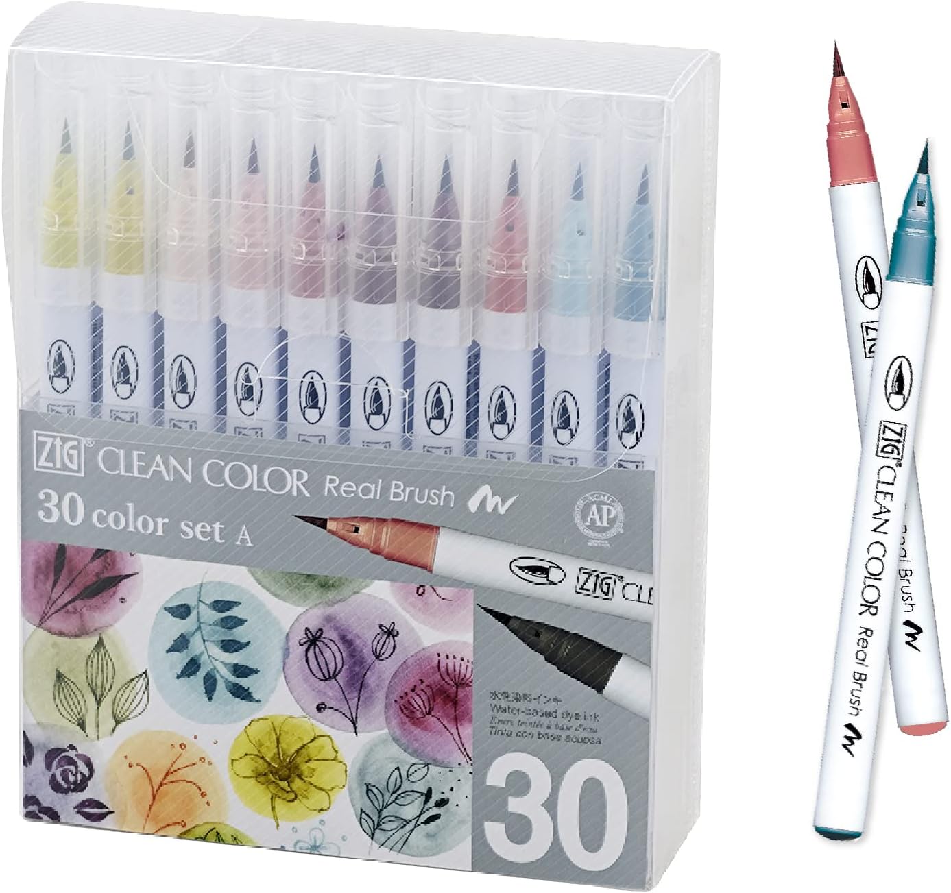 Kuretake Zig Clean Color Real Brush, New 30 Colors with Flexible Brush Tips, Watercolor Pens for Painting, Drawing, Calligraphy and Brush Lettering for Artists and Beginner Painters, Made in Japan…