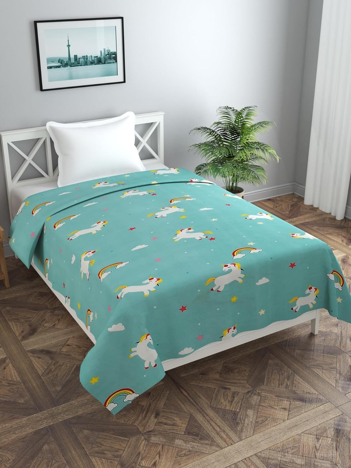 RRC Super Soft Brushed Microfiber Cotton Single Duvet Cover/Quilt Cover/Razai Cover/Comforter Cover 60X90(Inches) with Zipper Closure & Corner Ties