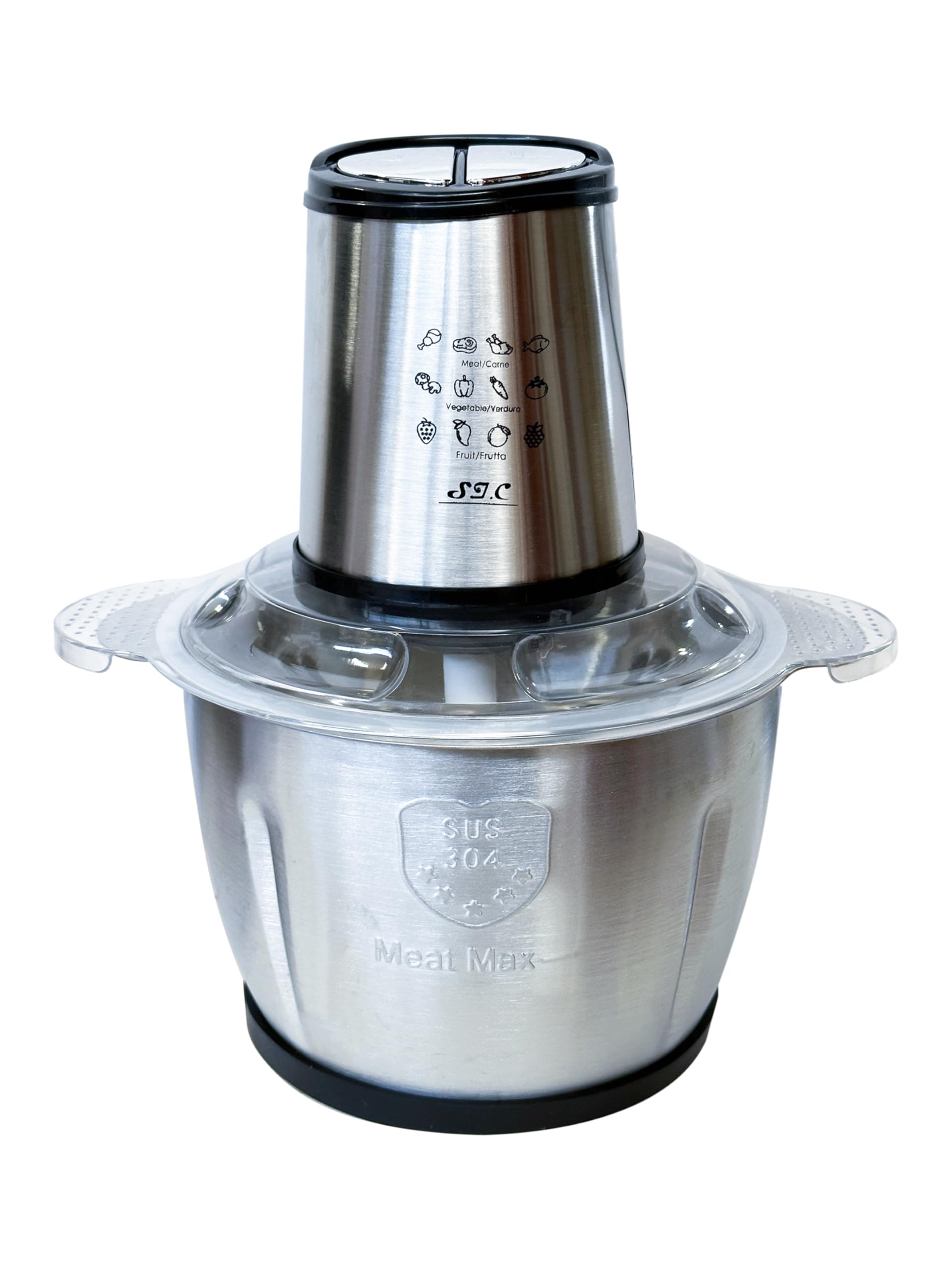 Hachoir de cuisine électrique, en acier inoxydable, mixeur 4 lames en acier inoxydable, mixeur Deux vitesses (2L)