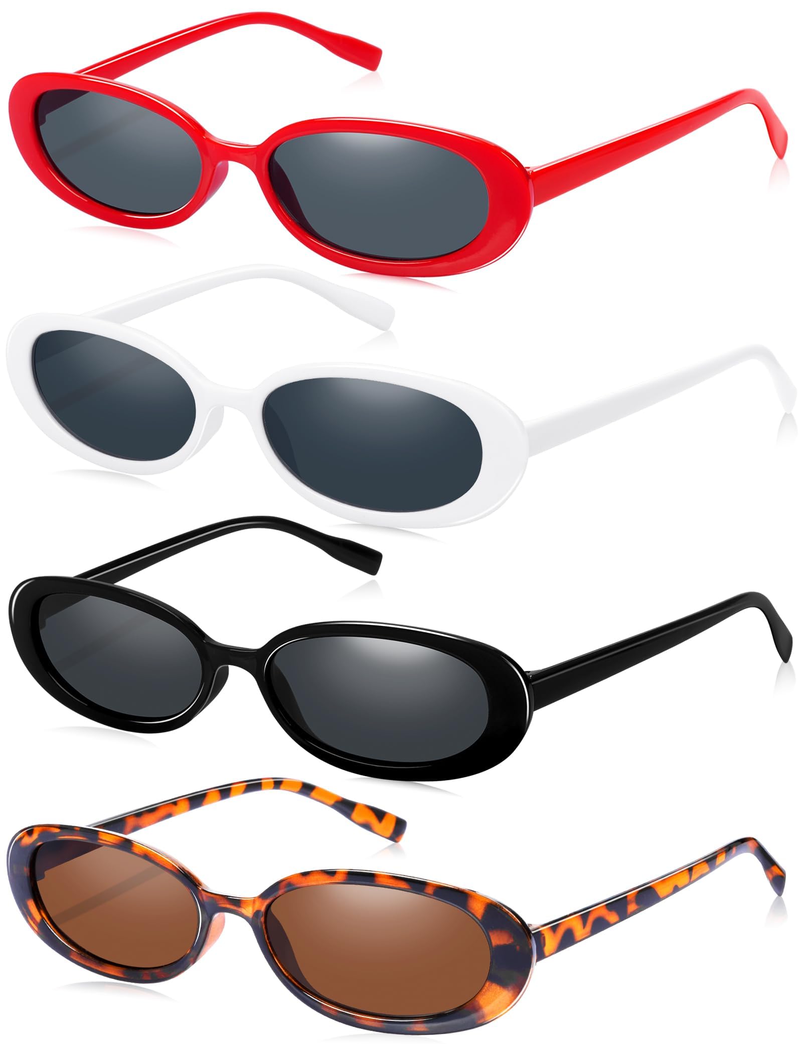 Becellen 4 pary owalne okulary przeciwsłoneczne vintage, modne retro małe okulary przeciwsłoneczne dla mężczyzn i kobiet fajne kocie oczy okulary przeciwsłoneczne UV400