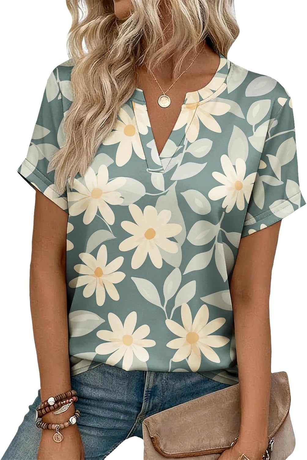 Womens Summer Tops Short Sleeve V Neck Shirts Fashion Dressy Casual Blouses 2026