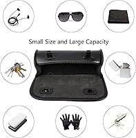 Vista 4 de kucehiup Bolsa para manillar de motocicleta, bolsa universal enrollable de herramientas de piel sintética (negro)