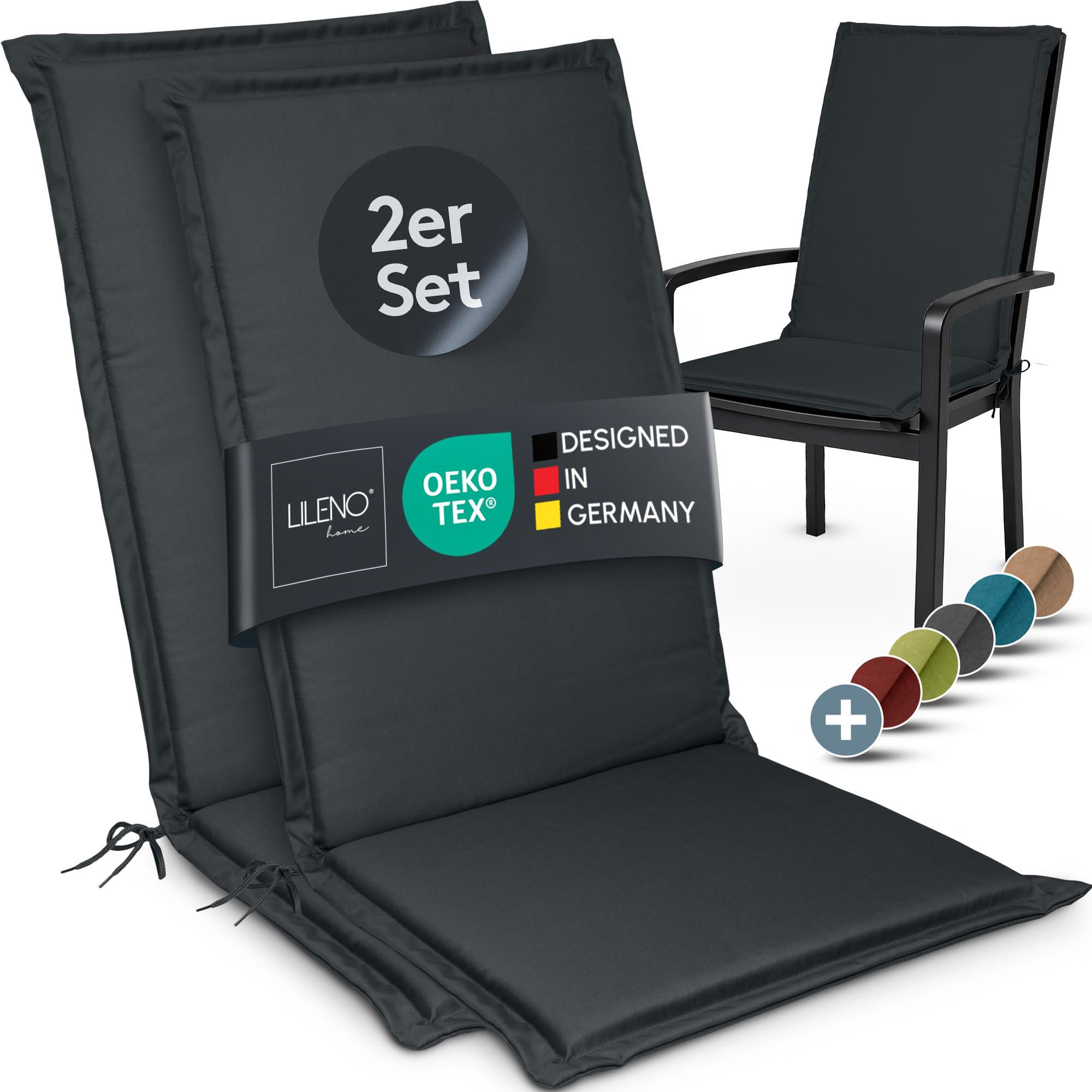 LILENO HOME Gartenstuhl Auflagen Bequeme Liegen als Sitzauflagen für Gartenmöbel - Stuhlkissen für Gartenstühle und Klappstühle Miami