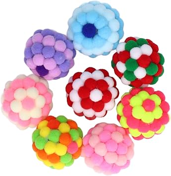 8Pcs Cat balls Toys Colorful Fuzzy ballss Built in Bell for Cats Poms Poms balls Cat Toys Automatic Moving Rolling balls Kitten Toys Indoor cats Interactive Cat Toys for Indoor Cats, Defult