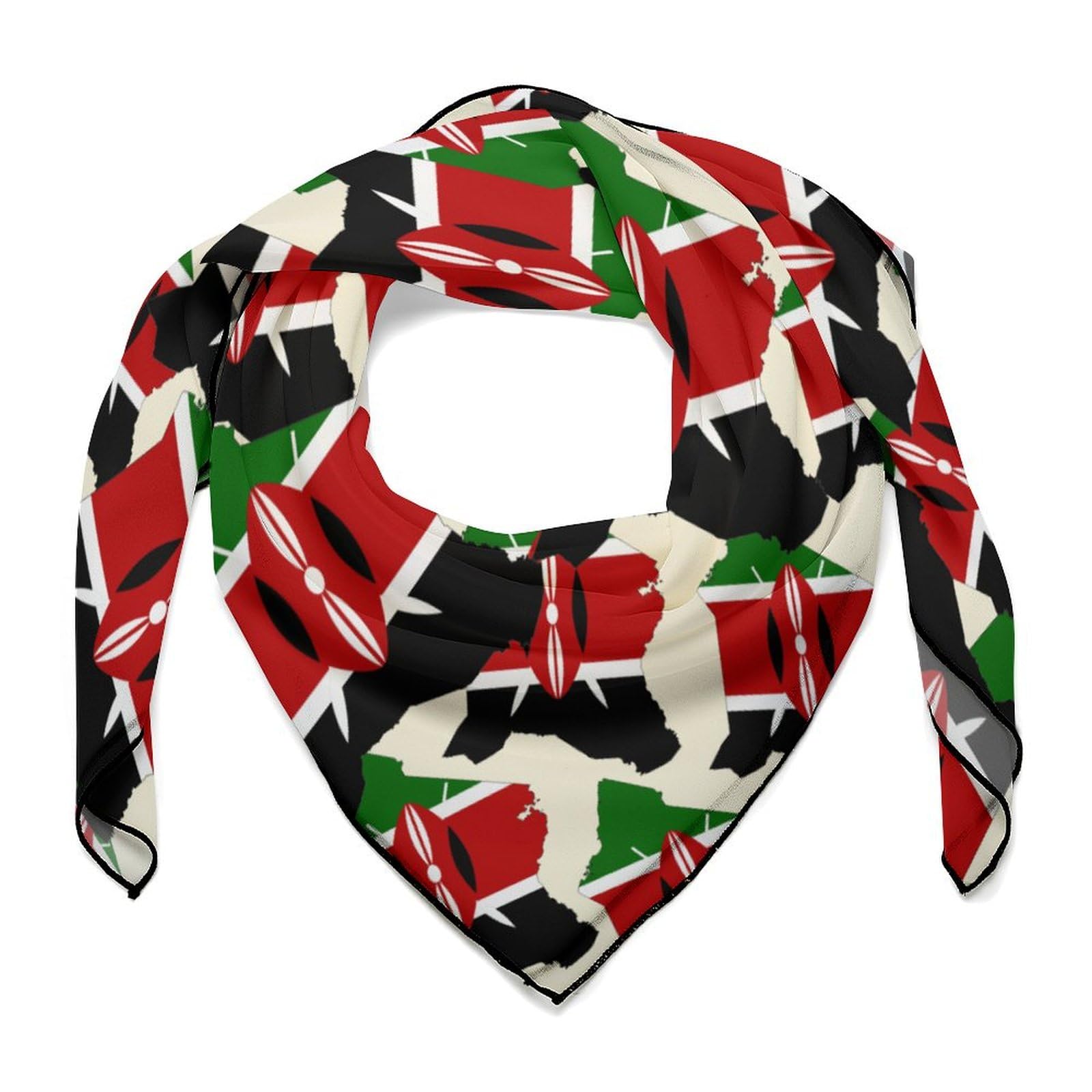 Smazdfxx Unisex As Pic Kenyan Flag Map Colorful Bandana Kerchief For Women Lightweight Soft Square Scarf Headwear