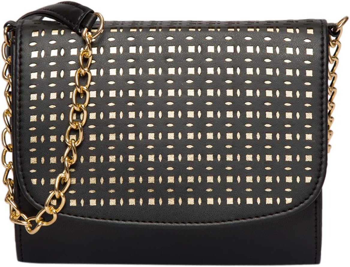 Crossbody Bag for Women - Laser Cut Sling Bag with Gold Chain, Stylish Women's Cross body Handbag for Girls, Faux Leather Shoulder Bag