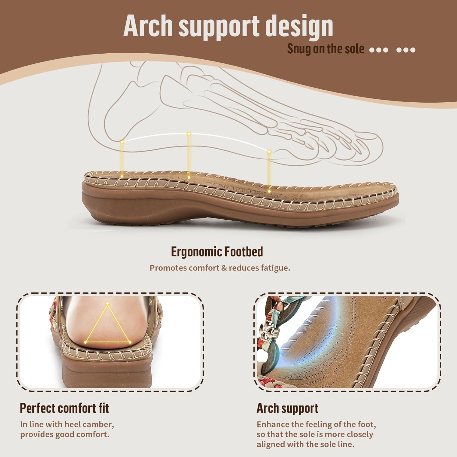 Littleplum Women Sandals Arch Support Handmade Bohemian Braided Flat Sandals Comfort Walking Beach Ankle Elastic Summer Shoes - Image 3