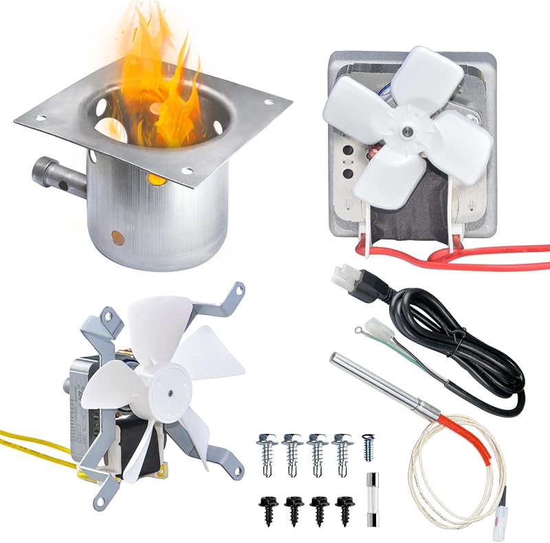 JZW-Shop Upgrade Grill Replacement Parts Kit for Traeger Pit Boss | Include 2.0RPM Auger Motor, Induction Fan Kit, Fire Burn Pot and Hot Rod Ignitor Power Cord