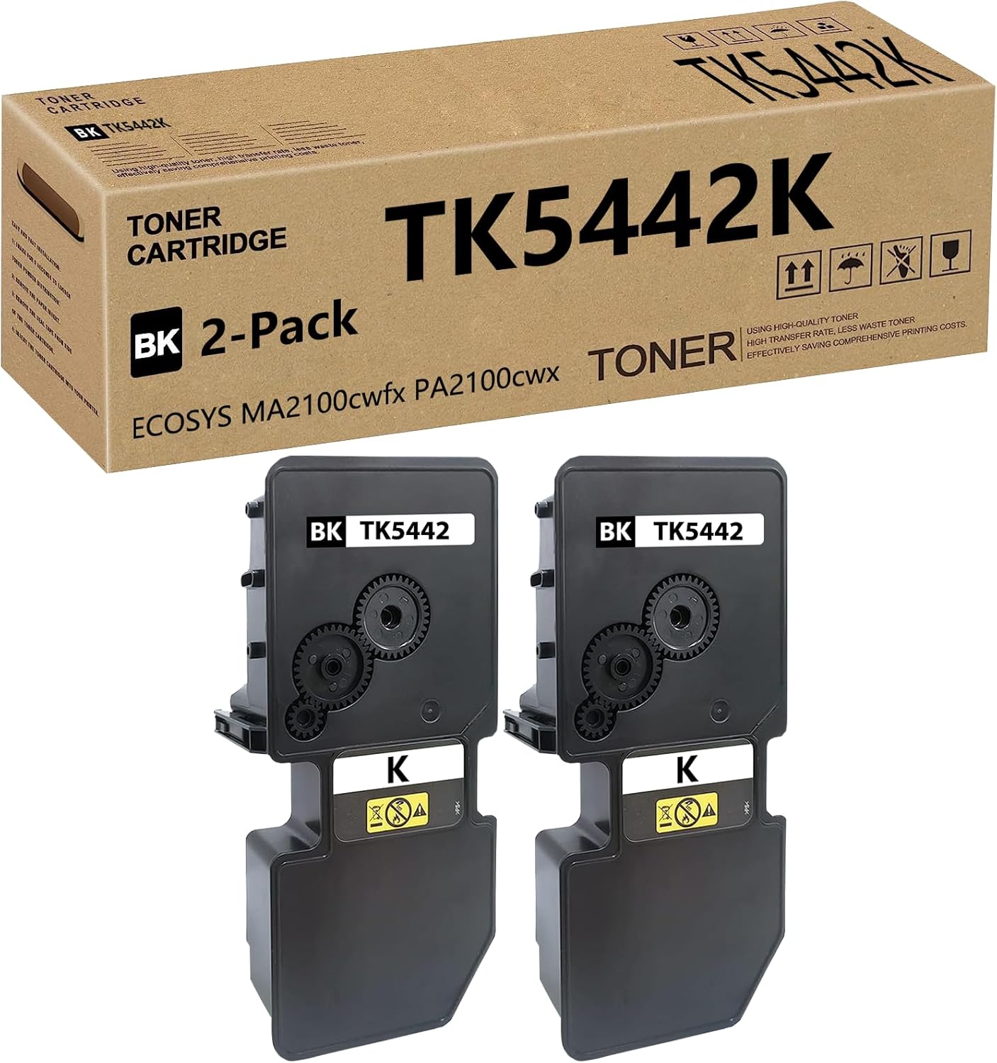 TK5442 TK-5442 Replacement Toner Cartridge Compatible for Kyocera TK-5442K TK 5442K 1T0C0A0US0 for ECOSYS MA2100cwfx PA2100cwx Printers (Black 2 Pack)
