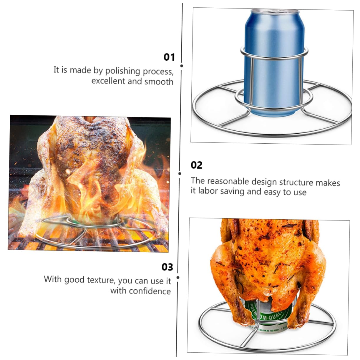 TOYANDONA 2pezzi Pollo da Esterno Supporto Rotondo per Birra Utile per Pollo Arrosto Realizzata in Acciaio Inox Lucidato Resistente alle Alte Temperature Facile da Trasportare e Riporre