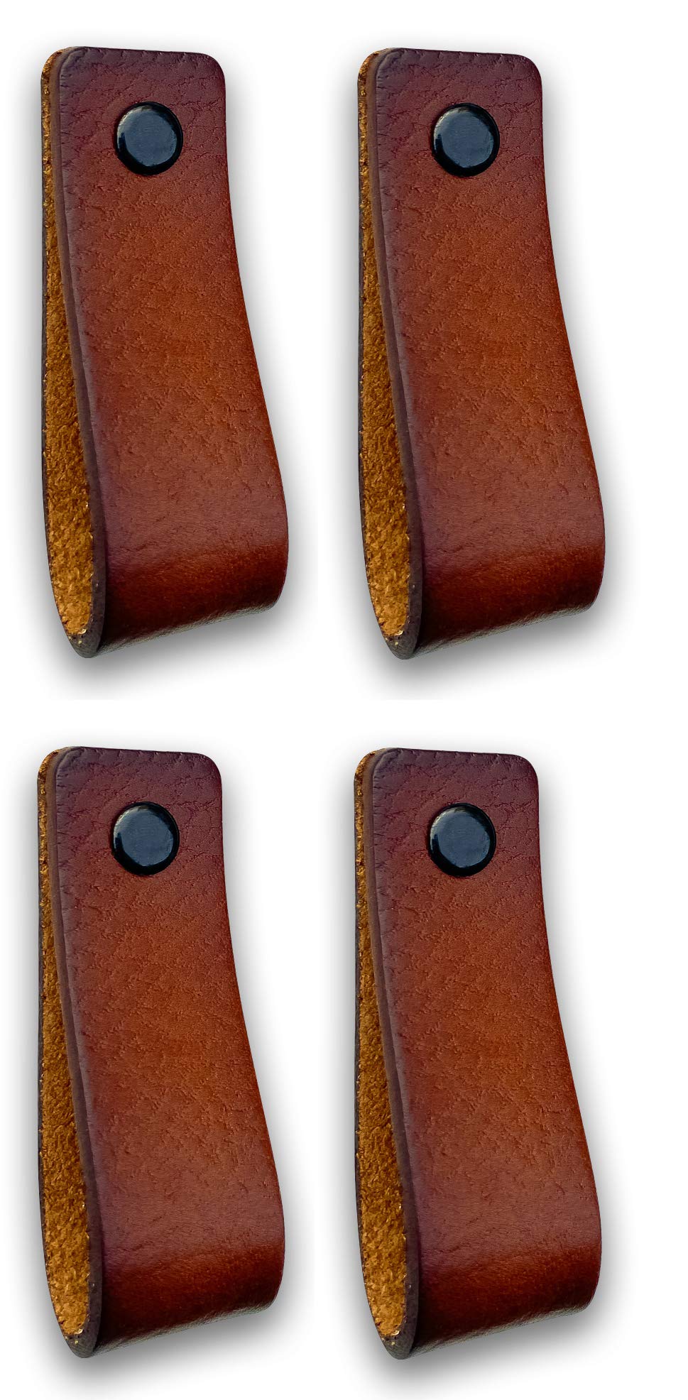 Brute Strength - Drawer Pulls - Cognac - 4 pcs - 6-1/2 x 1 ’’ - Leather Handle - Leather Dresser Pulls - Cabinet knobs Dresser knobs - Handles