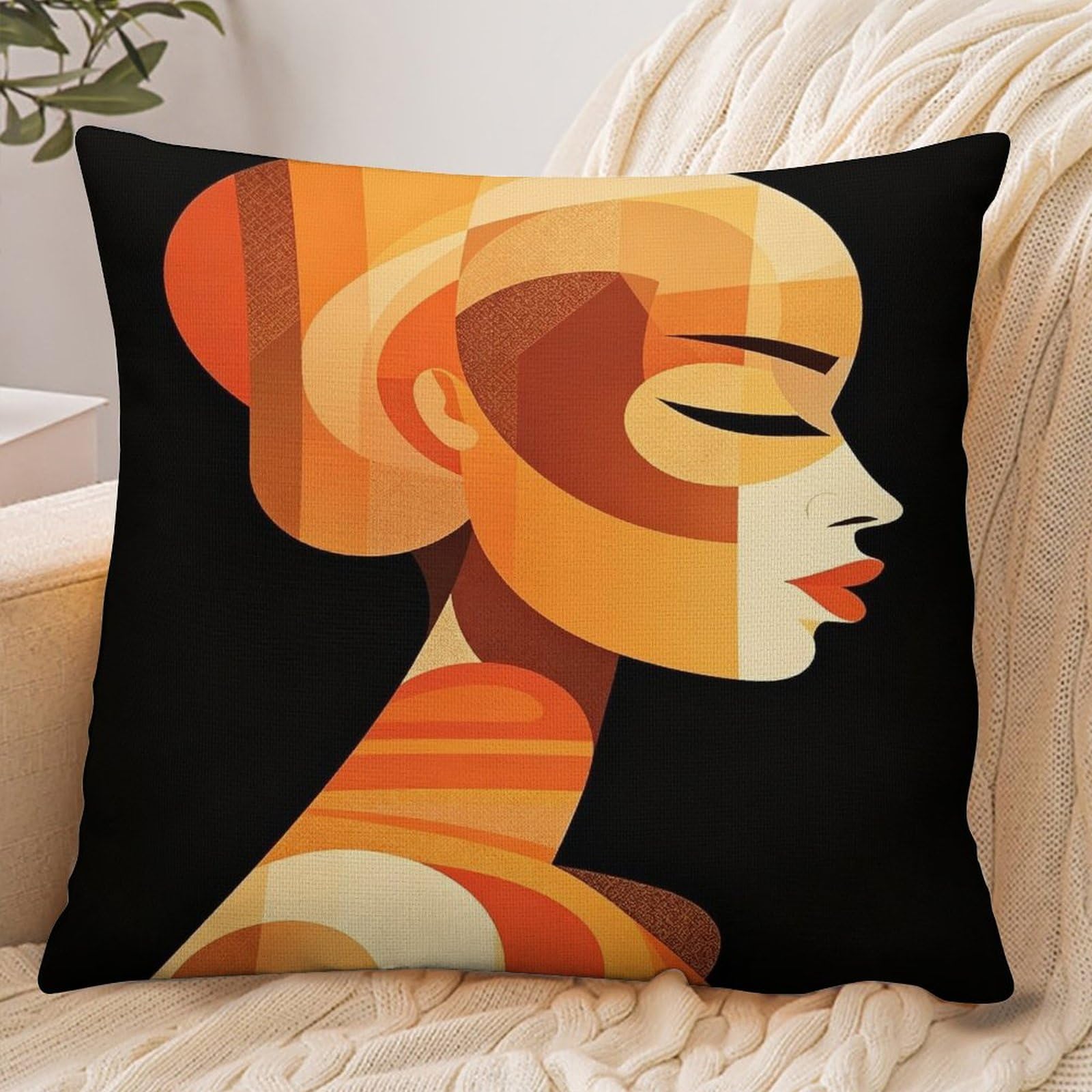Fekiloot Style Woman Illustration Pillowcase Pillow Sham Pillow Case