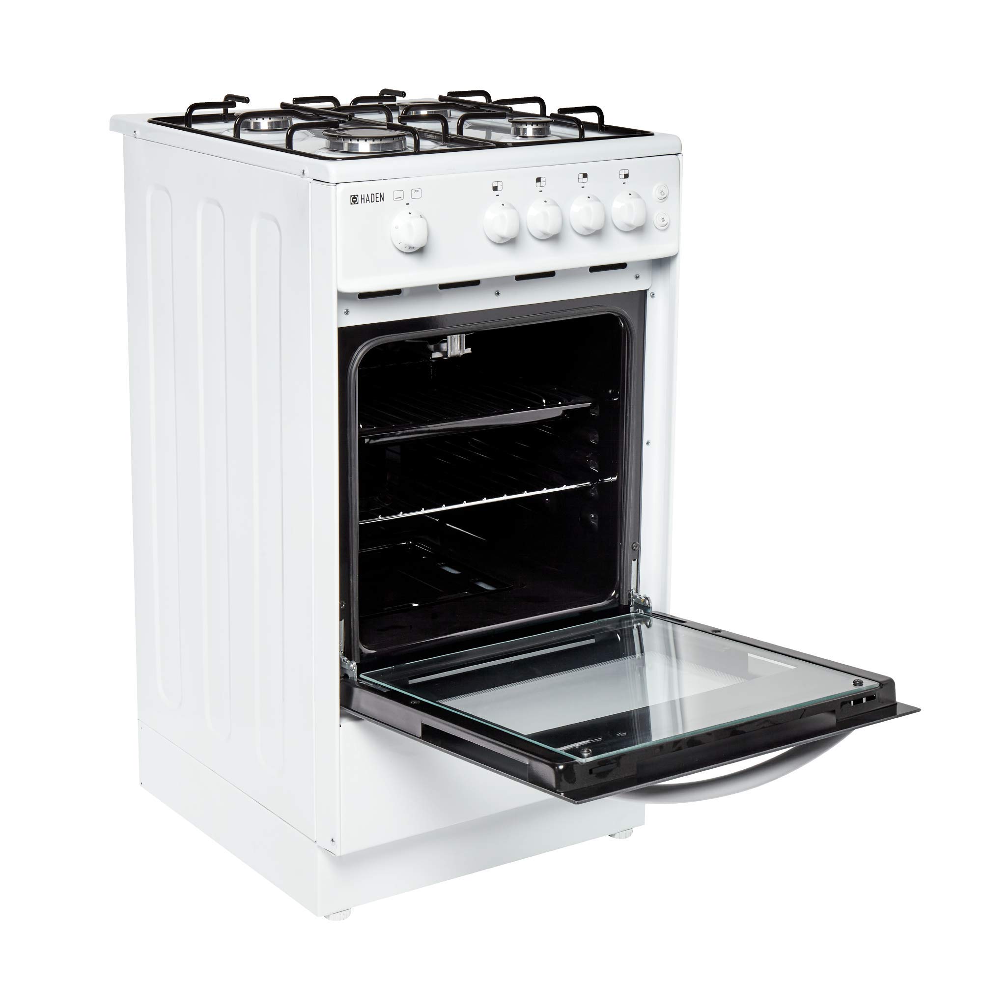 Haden 50cm Gas Cooker - White Freestanding Gas Cooker with 4-Burner Hob, Conventional Oven & Grill - Compact, Safe & Efficient Cooking Solution - LPG Conversion Kit Included — view 6