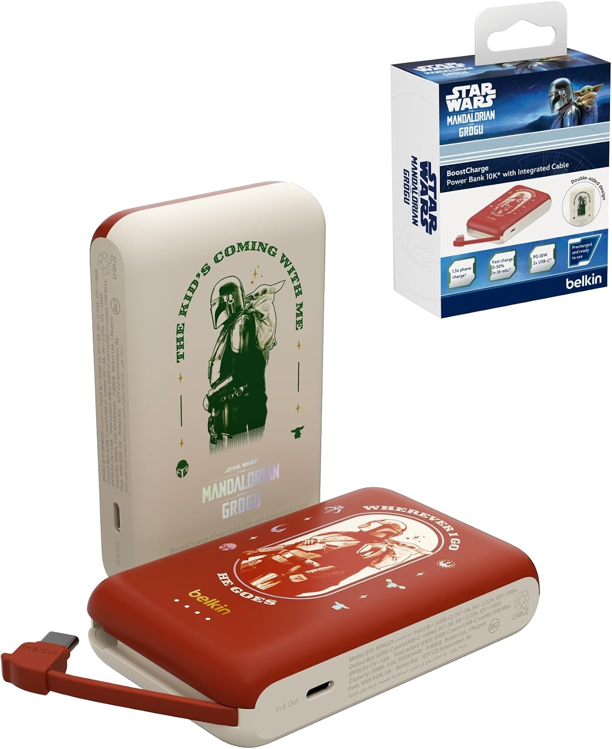 Belkin Disney Mandalorian and Grogu 10000mAh 20W USB C Power Bank Charger