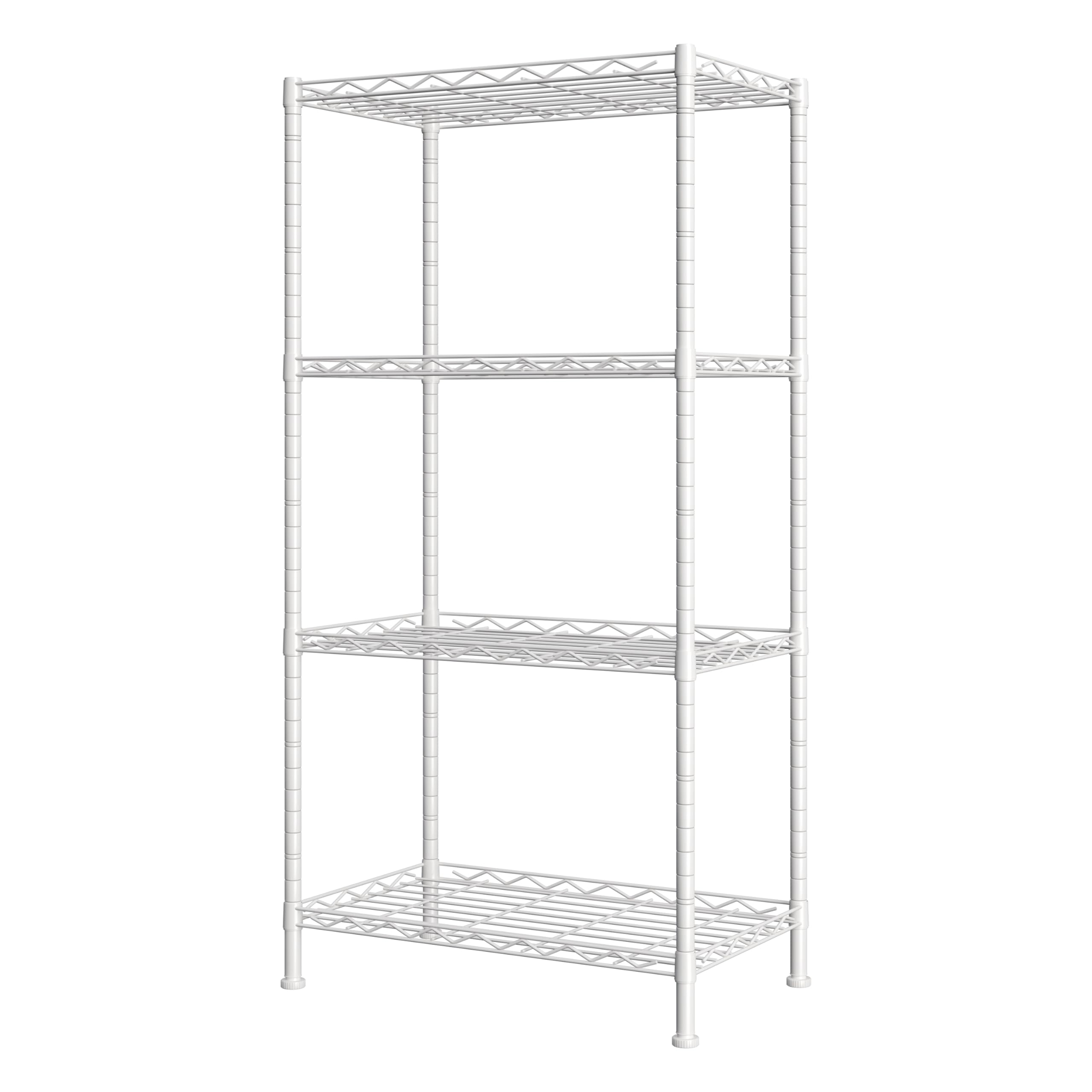 homefort 4-shelving unit, adjustable wire shelving, metal wire shelf rack organizer for kitchen, pantry, closet, bathroom, laundry, white,21" w x 11" d x 41" h