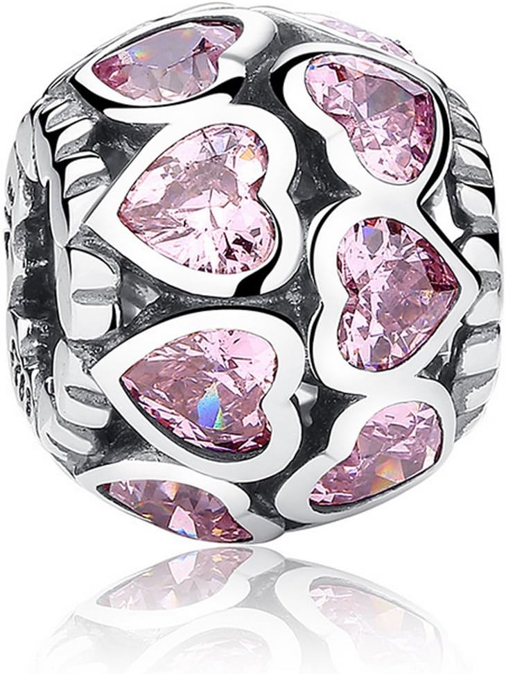 Cerise Encased in Love Charm in Sterling Silver 925