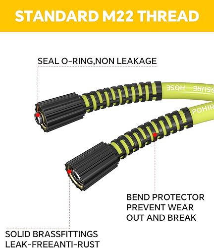 Miniatura 5 de POHIR Manguera de lavado a presión de 25 pies, manguera de repuesto de alta presión de 4000 PSI, conector M22 de 140.591 in, resistente a