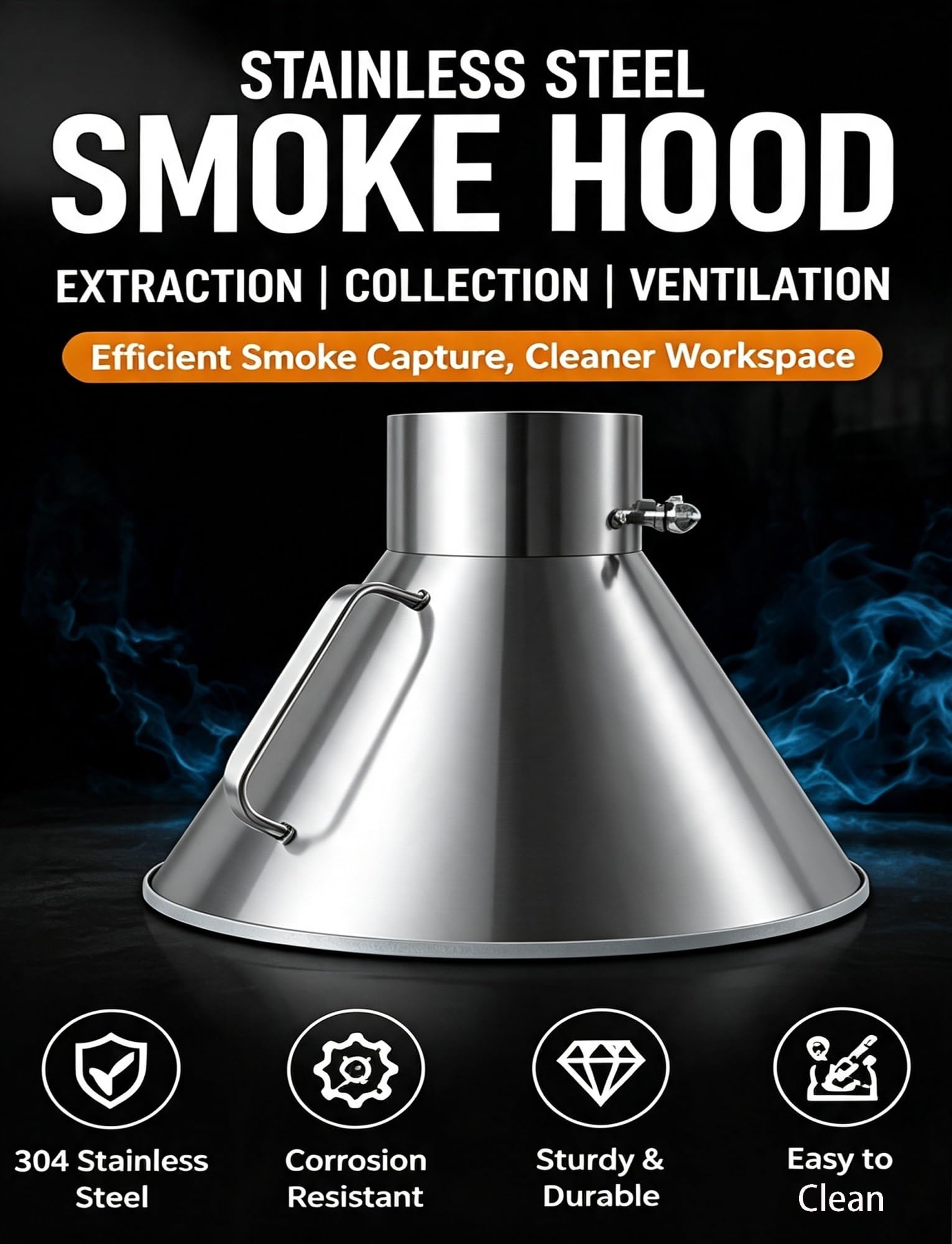 Campana extractora de acero inoxidable 304 para soldadura y polvo