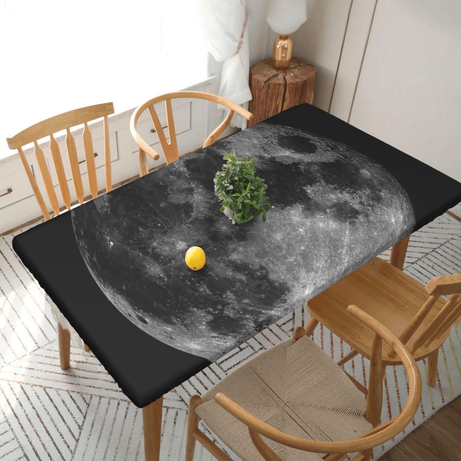 BNVSADC Moon Printed 5FT Tablecloth Polyester Kitchen Water Resistant Table Cloth Dining Table Decoration Table Covers, 152x76 CM