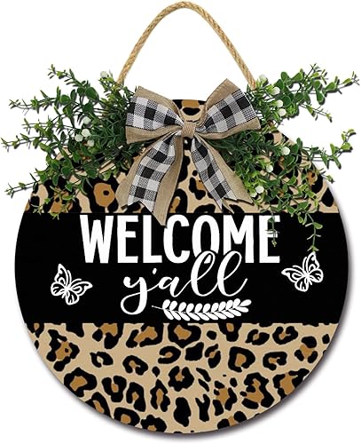 Letrero redondo de madera para colgar en la puerta delantera, letrero de bienvenida de 12 pulgadas para puerta delantera, letrero de bienvenida de