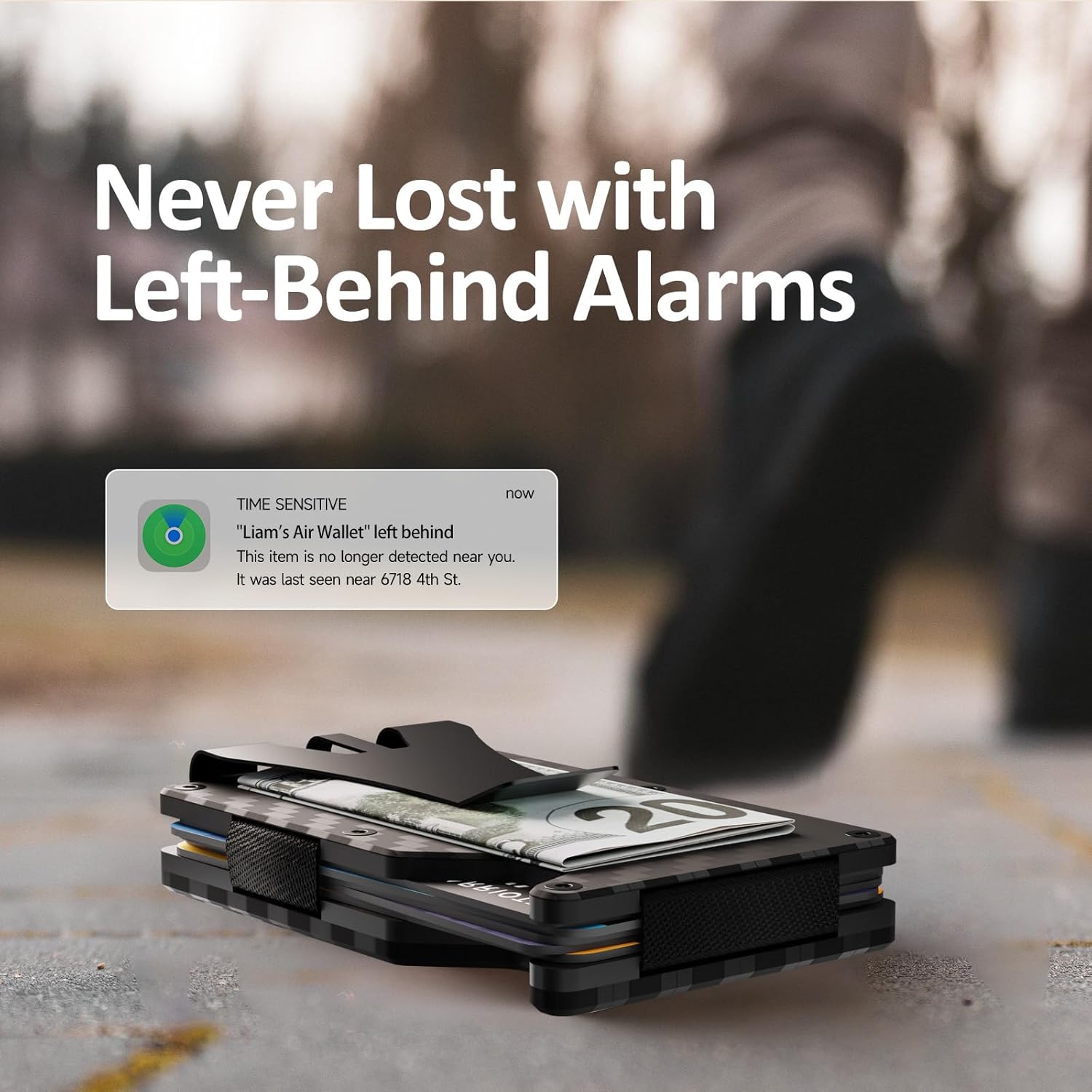 Air Wallet for Men with Built-in AirTag Chip, Works with Apple Find My (iOS Only), Track Your Wallet, Slim Minimalist Wallet for Men, RFID Wallet for Men, Credit Card Holder (Carbon Fiber) - Image 4