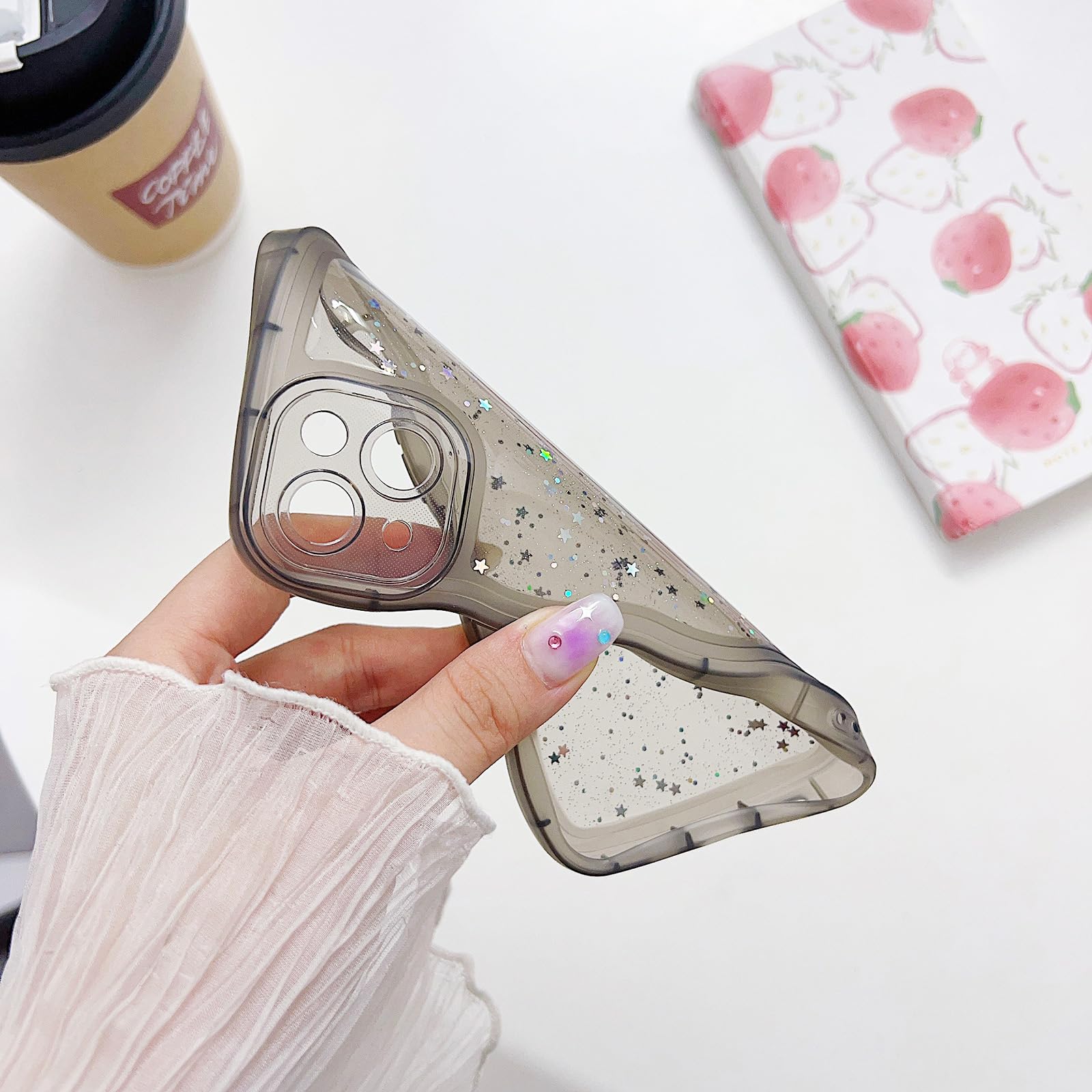 Cute Wavy Edge Stars Clear Phone Case For IPhone 14 Pro