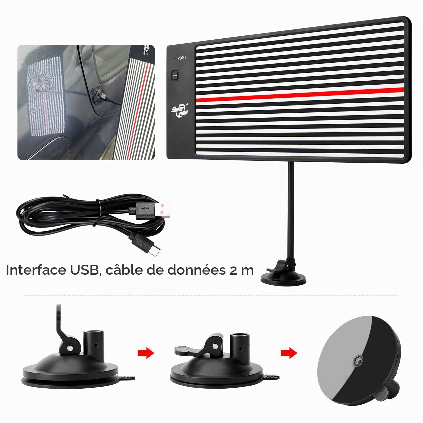 Lampe de Débosselage Sans Peinture, Panneau Réflecteur LED pour Ligne Lumineuse, Kit D'éclairage pour Réparation de Bosses Sans Peinture, Outil de Réparation de Bosses à LED avec Support Réglable
