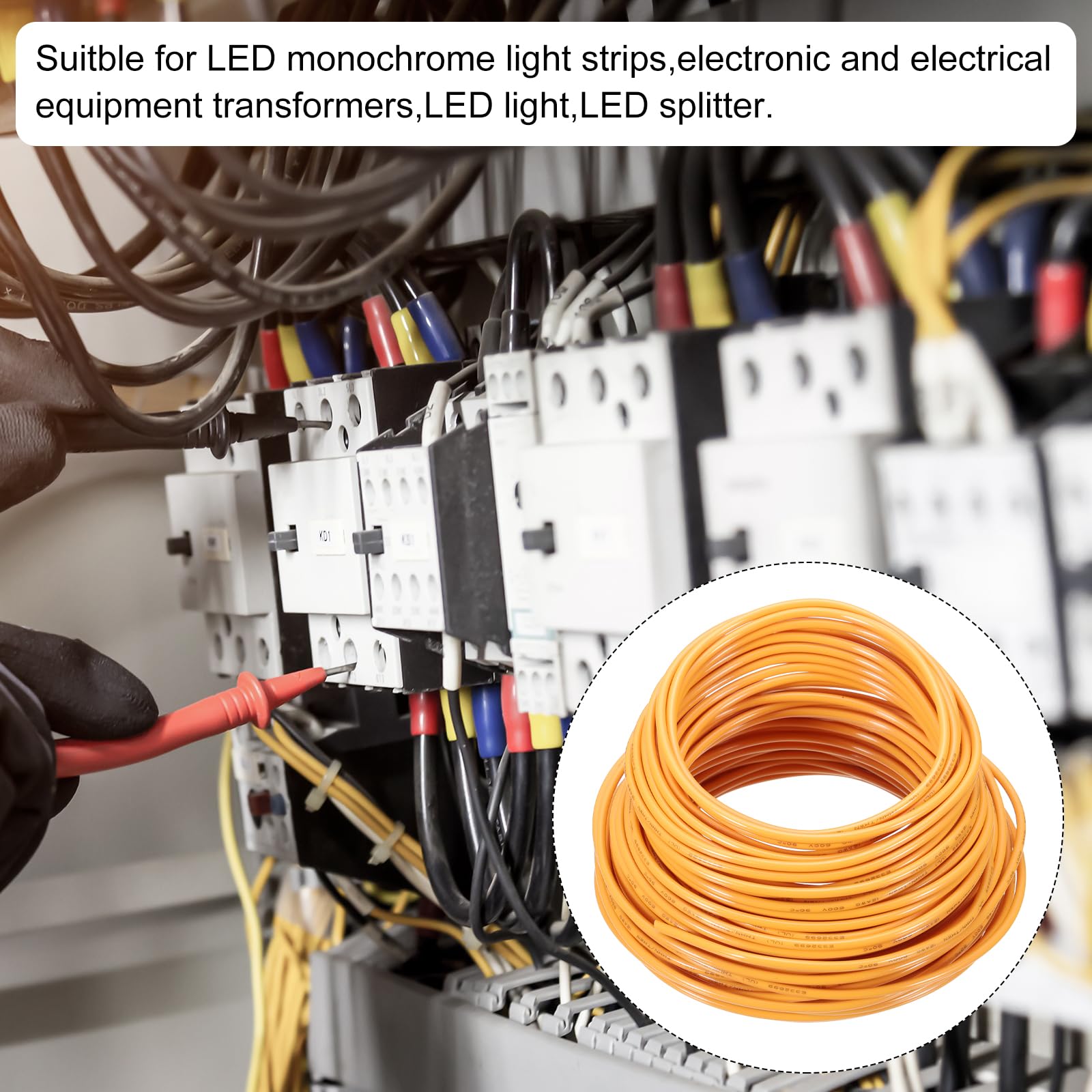 QUARKZMAN Cable Eléctrico Aislado De Cobre Sólido De 75 Pies Calibre 12 AWG Cable De Conexión THHN Para Uso Residencial Industrial Y De Puesta Para 600 Voltios Listado UL Naranja