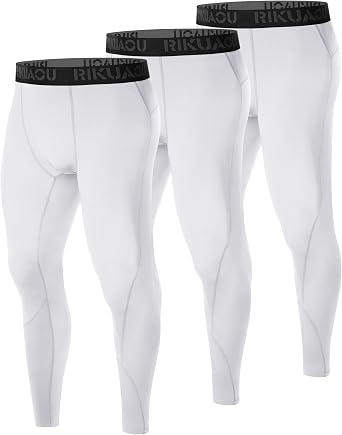 3 Pack Mens Compression Pants, Athletic Leggings Base Layer, Cool Dry Workout Tights for Running Sports Gym