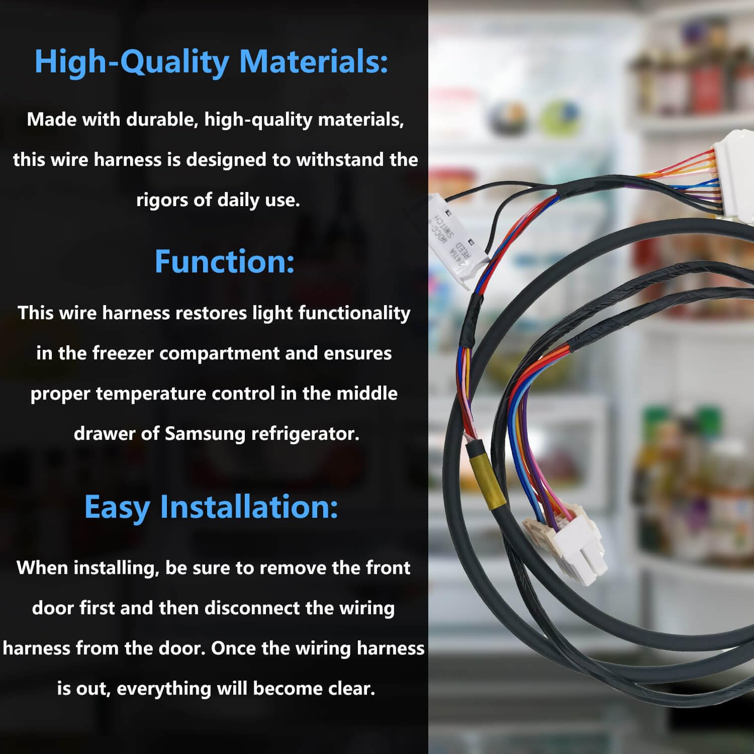 Refrigerator Wire Harness DA96-00640A for Samsung, Replaces AP5623877, 3970367, PS4168713, EAP4168713