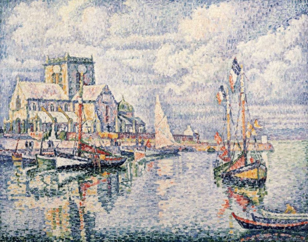 Feeling at home Le Port de Barfleur STAMPA su CARTA OPACA 220gr Paul Signac - mare orizzontale Immagine d'arte x cornice cm_50_X_66