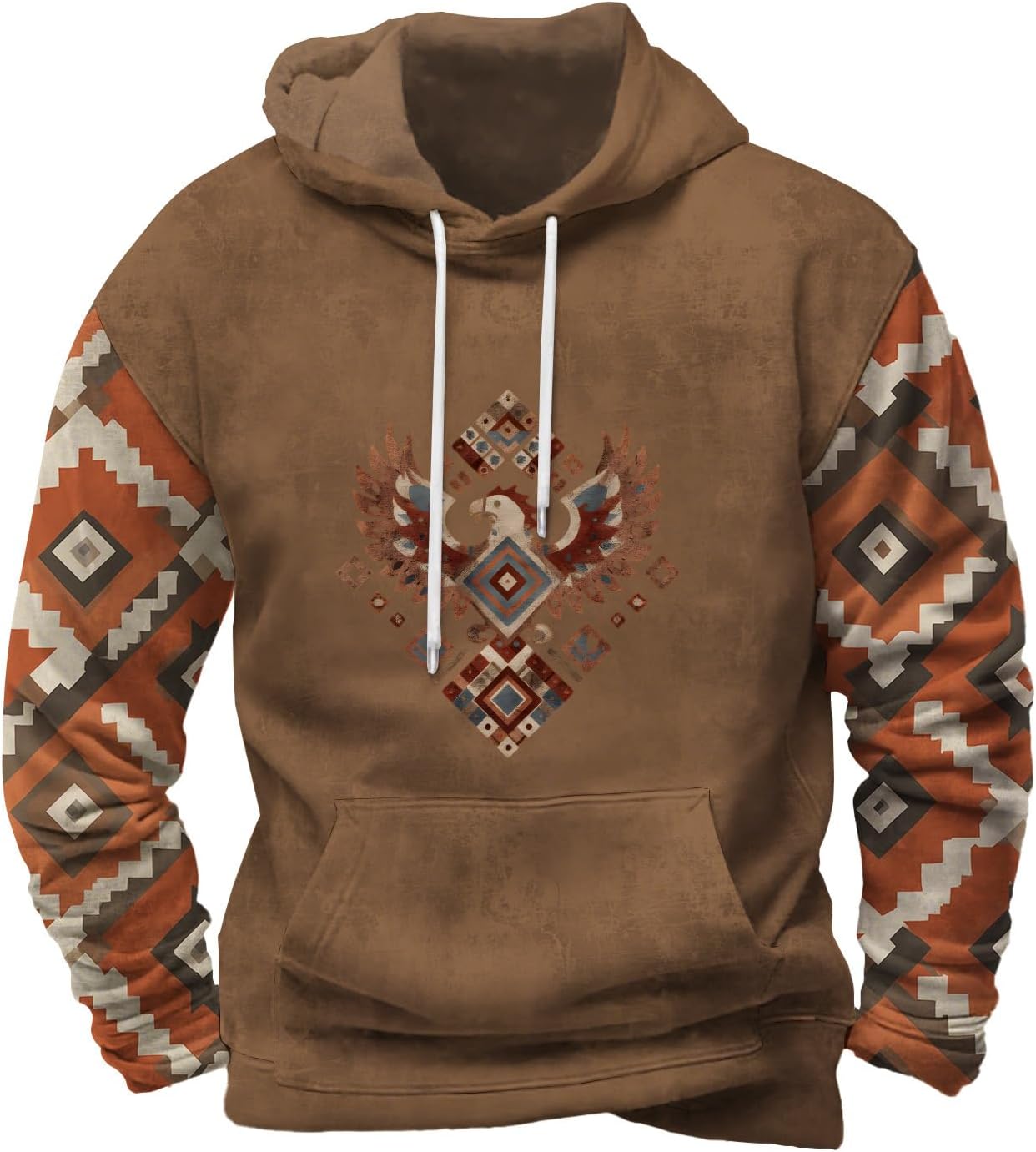 Classic Drawstring Hoodie for Men Classic Hooded Neck Long Floral Printed Sleeve Street Style Fall Sweatshirt with Kangaroo Pocket for Everydaywear