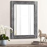 AAZZKANG Wall Mirror Rustic Wood Mirror with Framed Rectangle Decorative Farmhouse Bedroom Bathroom Hanging Mirror Home Wall Decor White